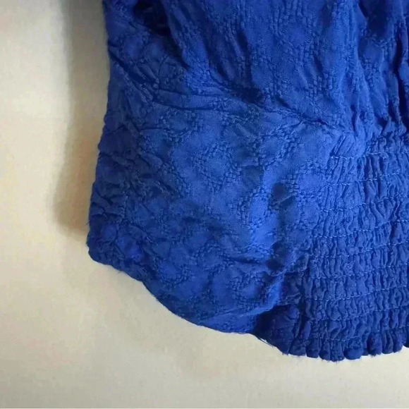 Blue Quilted Crop Top - Maeve by Anthropologie - Size 10 - Picture 10 of 11